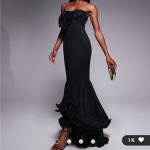 BRAND NEW NEVER WORN - ASOS Black Strapless Ruffle Dress